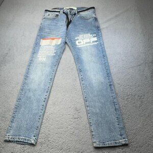 Off-White Jeans Men 33x31 Incompiuto Golden Ratio Graphic Italy Slim Straight